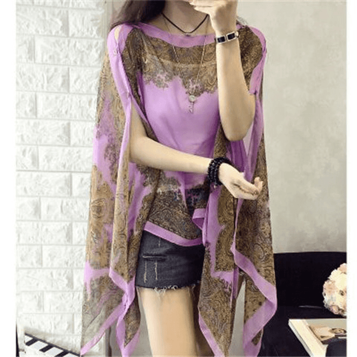 Fashionable Women'S Multifunctional Printed Chiffon Shawl - MRSLM