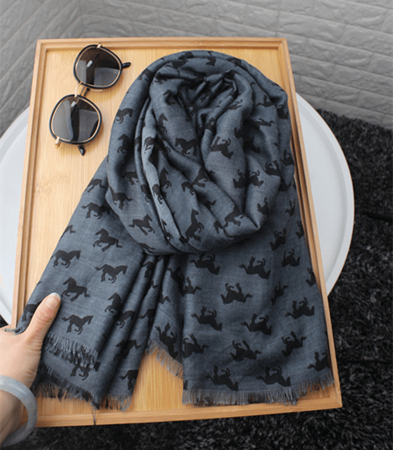 fringed ethnic cotton linen scarf, view 2 - MRSLM