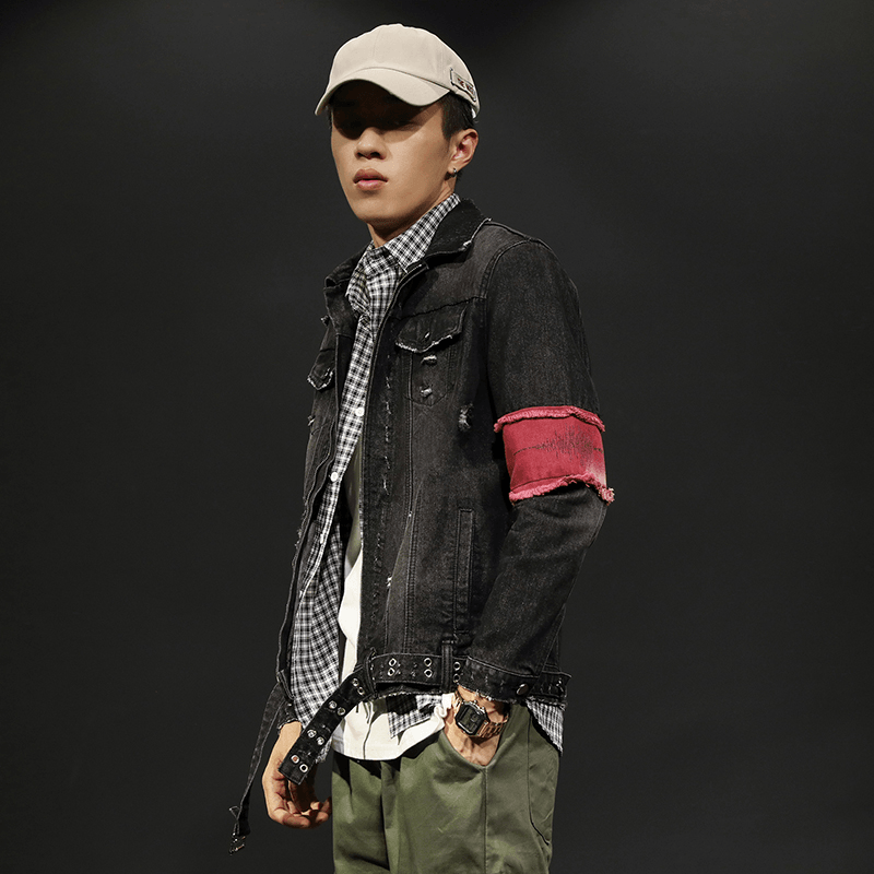 mens loose denim tooling jacket, view 3 - MRSLM