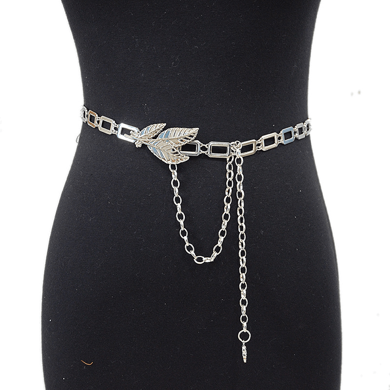 Women's metal leaf waist chain, view 6 - MRSLM