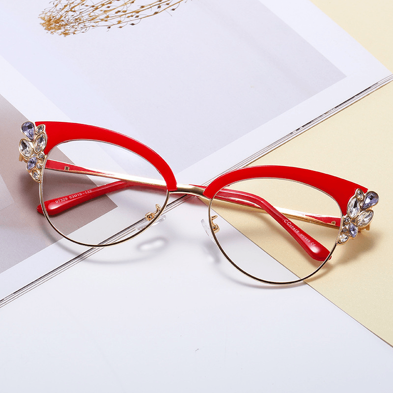 Diamond studded cat eye party glasses - MRSLM