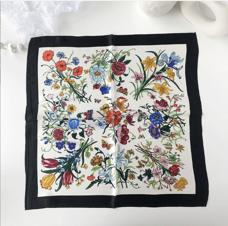 women's small floral silk scarf, view 6 - MRSLM