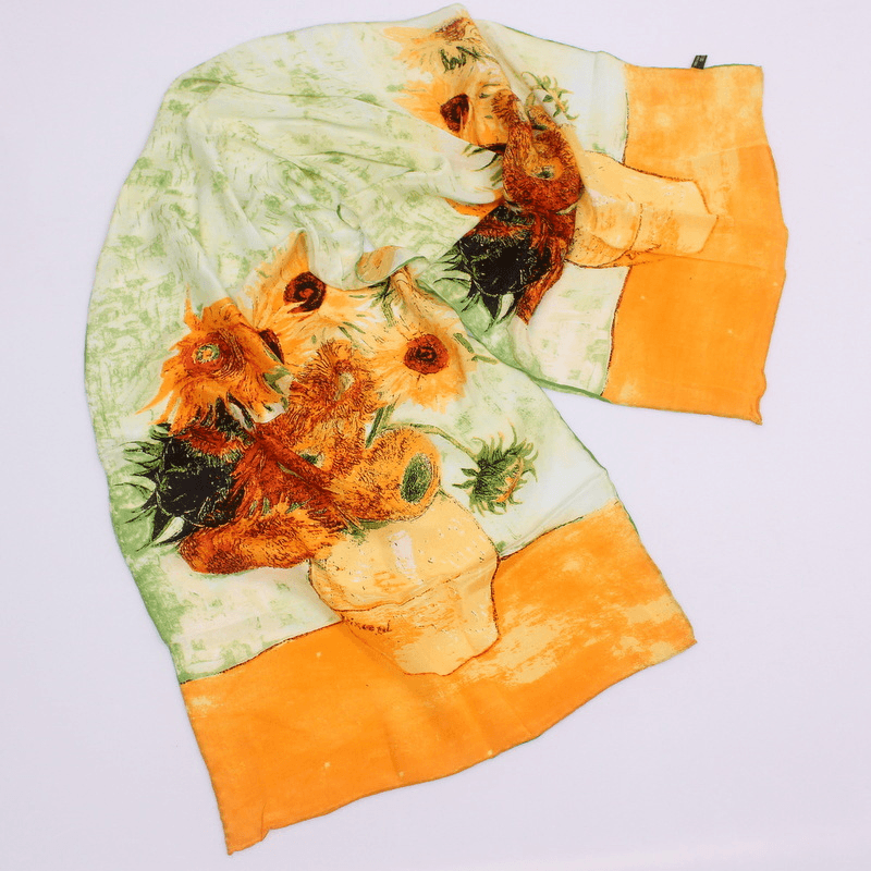 Mulberry silk oil painting scarf, view 9 - MRSLM