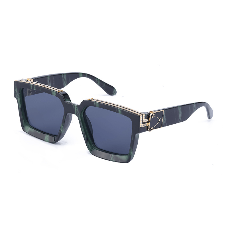 diamond-studded big square sunglasses, view 12 - MRSLM