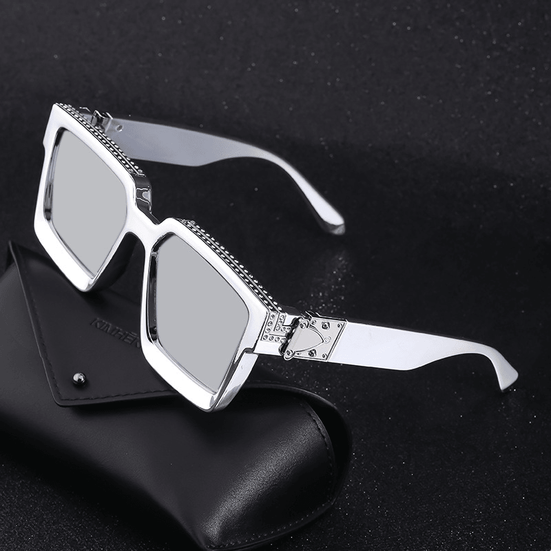 diamond-studded big square sunglasses, view 6 - MRSLM