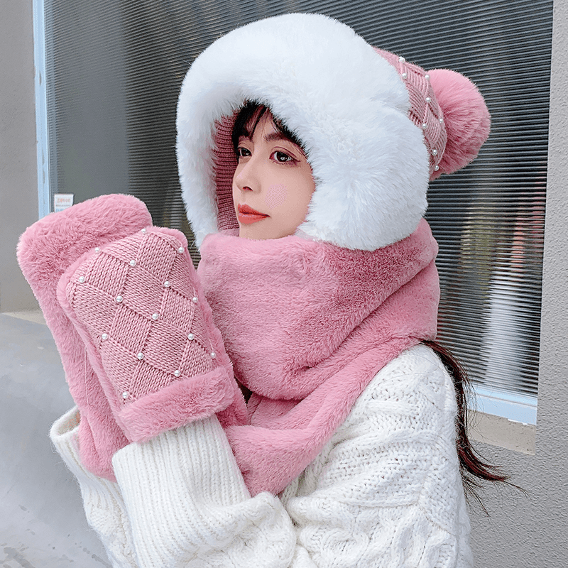 wool hat scarf gloves set, view 4 - MRSLM