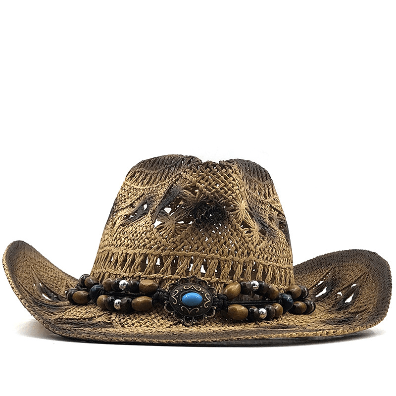 women's cowboy straw beach hat, view 4 - MRSLM