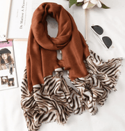 Cotton leopard print long scarf, view 3 - MRSLM