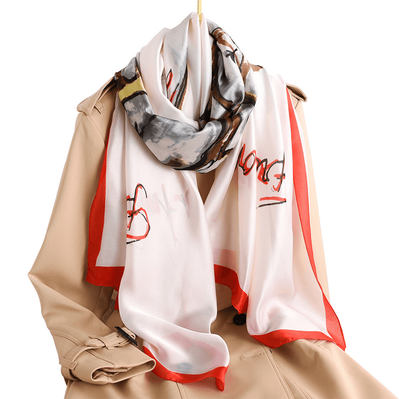 artificial silk floral scarf shawl, view 3 - MRSLM