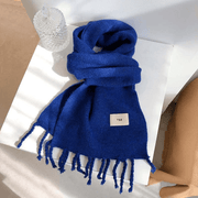 solid color tassel knitted scarf, view 12 - MRSLM