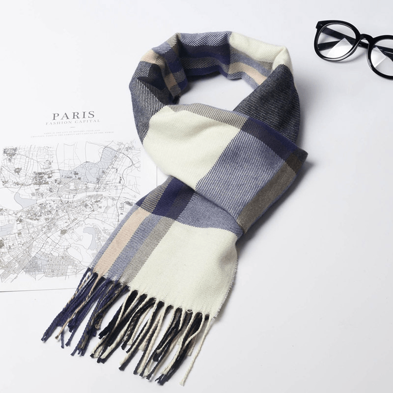 men's plaid warm scarf, view 7 - MRSLM