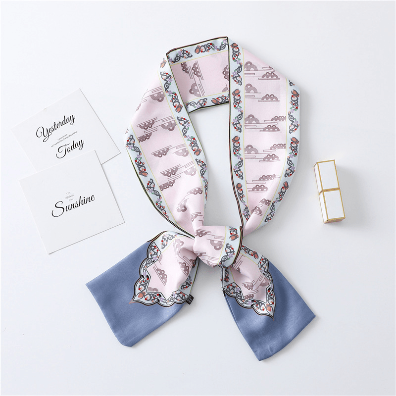 narrow long silk scarf, view 3 - MRSLM