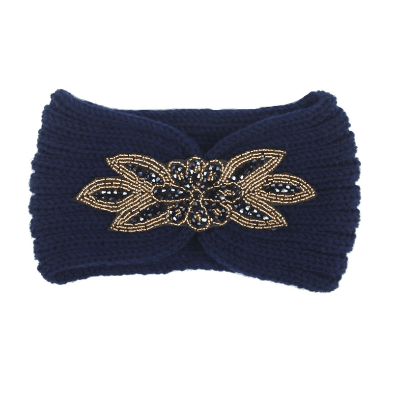 knit hair band with hexagonal diamond, view 8 - MRSLM