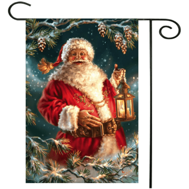 30X45Cm Christmas Santa Claus Polyester Welcome Flag Garden Holiday Decoration - MRSLM