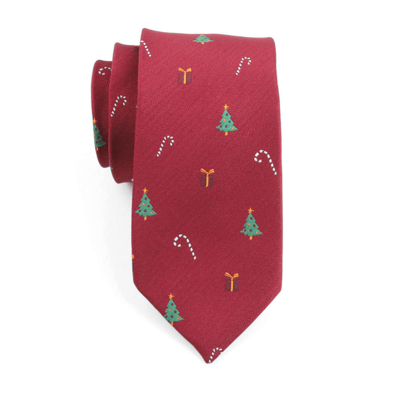 Men'S Christmas Print Polyester Silk Tie - MRSLM