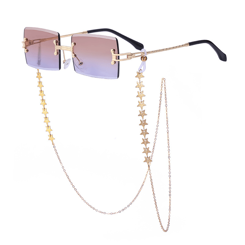women's rimless diamond cut chain sunglasses, view 7 - MRSLM