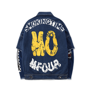 loose dark blue cotton street jacket, view 5 - MRSLM
