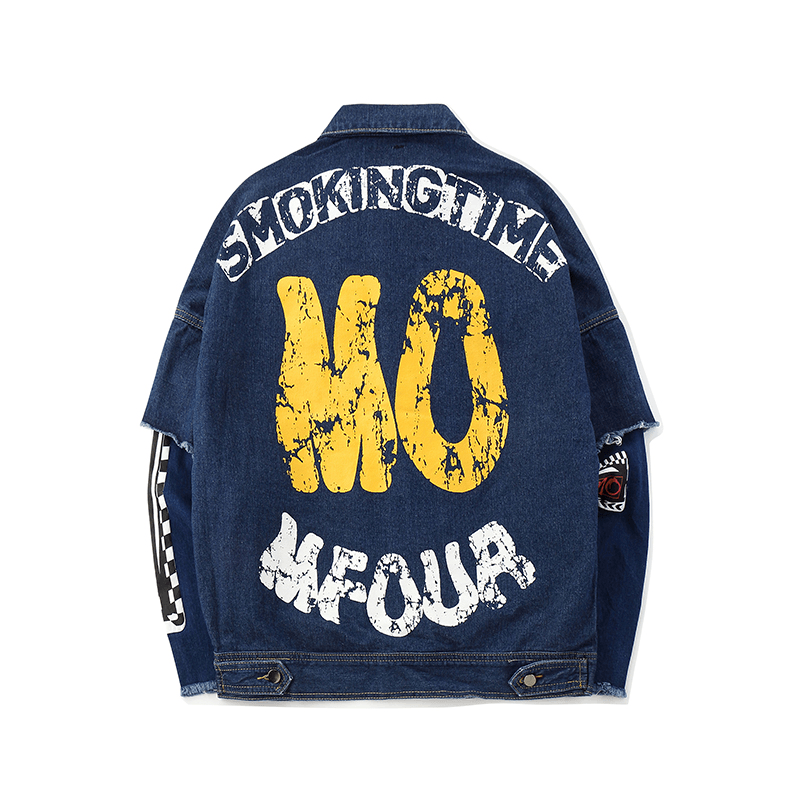 loose dark blue cotton street jacket, view 5 - MRSLM