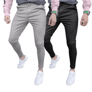 New European Style Striped Stitching Button-Style Slim-Fit Men'S Casual Pants - MRSLM
