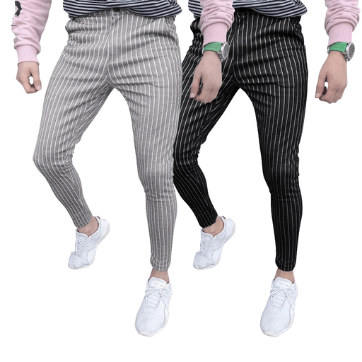 New European Style Striped Stitching Button-Style Slim-Fit Men'S Casual Pants - MRSLM