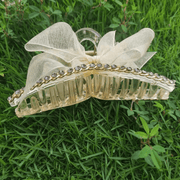 large rhinestone pearl shark hair clip, view 4 - MRSLM