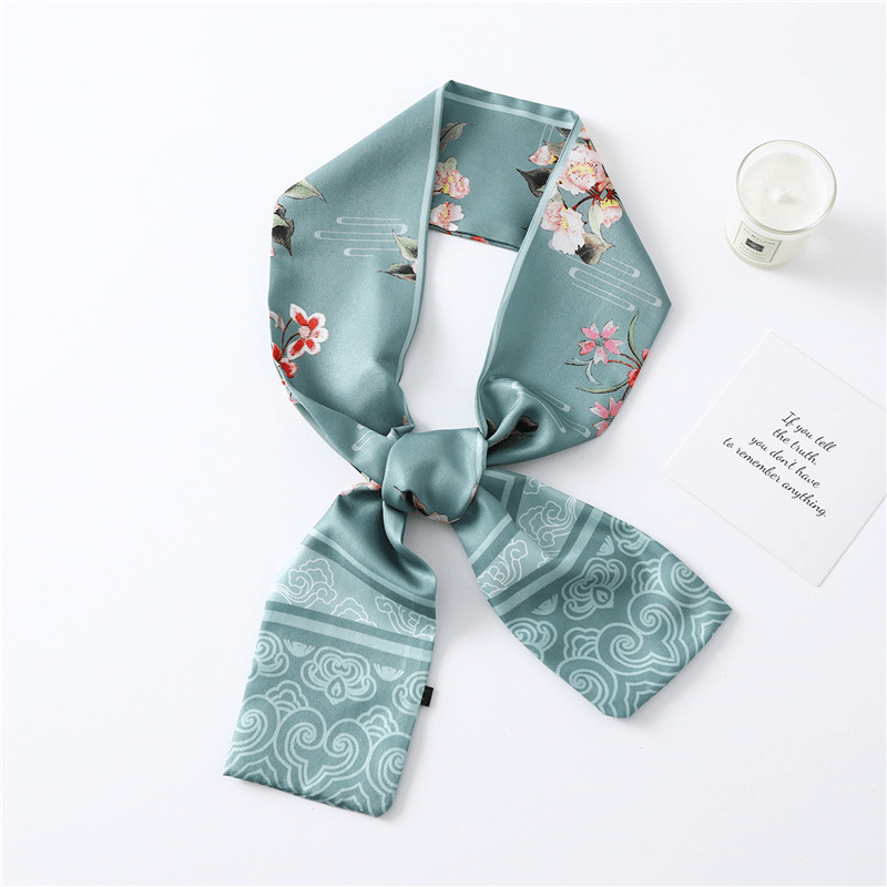 narrow long silk scarf, view 13 - MRSLM