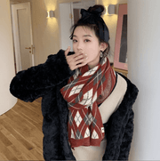 Warm Diamond Lattice Long Solid Color Soft Scarf - MRSLM