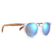 round frame bamboo wood polarized sunglasses, view 2 - MRSLM