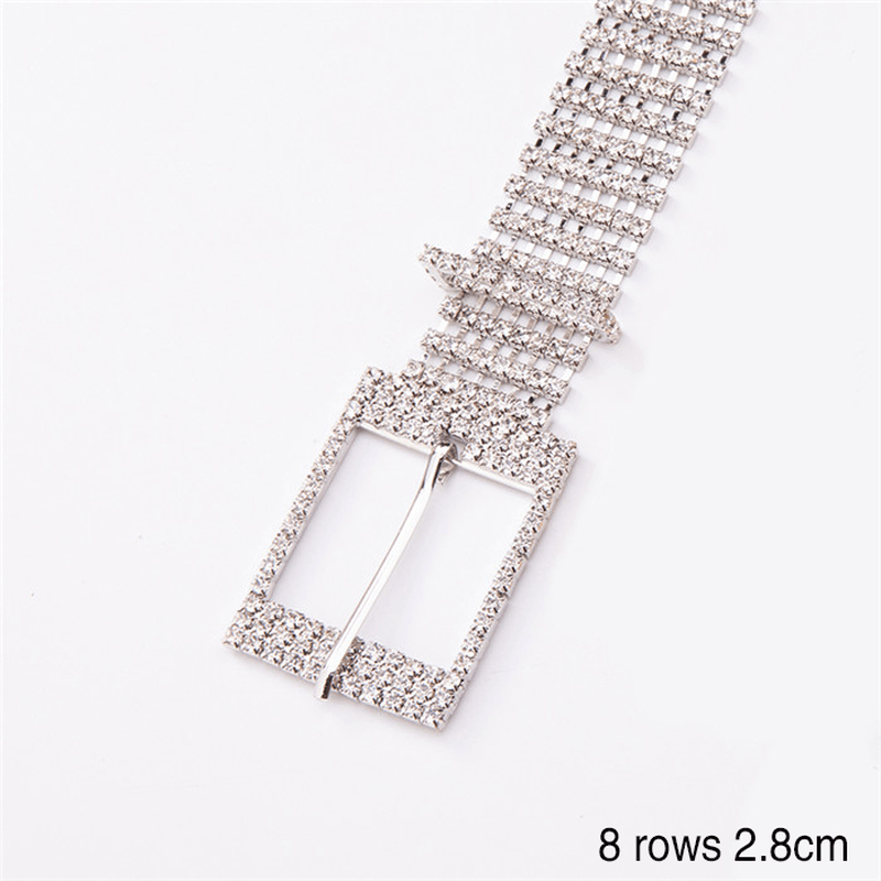 womens shiny alloy rhinestone belt, view 6 - MRSLM