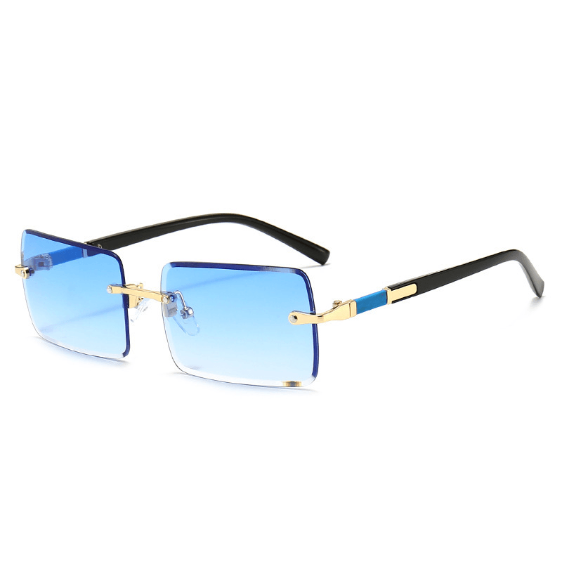 rimless rectangle UV400 gradient sunglasses, view 7 - MRSLM