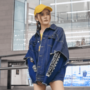 loose dark blue cotton street jacket, view 7 - MRSLM