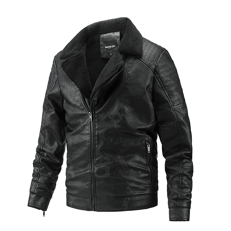 men's plus velvet PU leather jacket - MRSLM