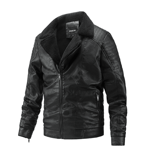 men's plus velvet PU leather jacket - MRSLM