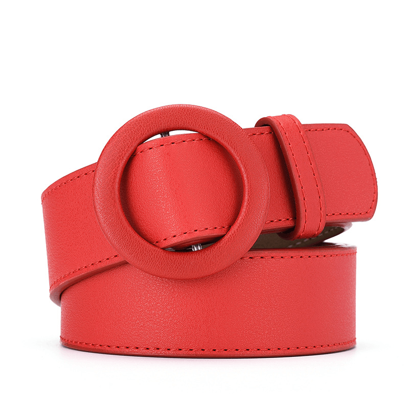 women's faux leather buckle belt, view 3 - MRSLM