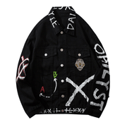 Men's black printed denim jacket - MRSLM