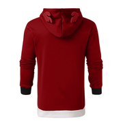 Christmas Antlers Hooded Color Block Sweatshirt - MRSLM