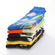 men's illustrated birds and flowers cotton socks, view 9 - MRSLM