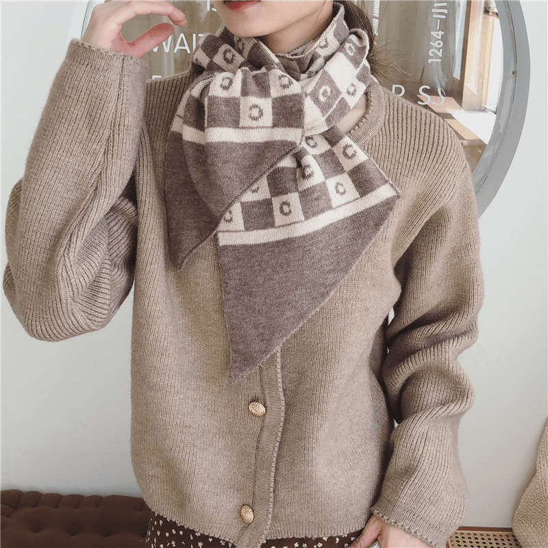 letter knit warm scarf, view 3 - MRSLM