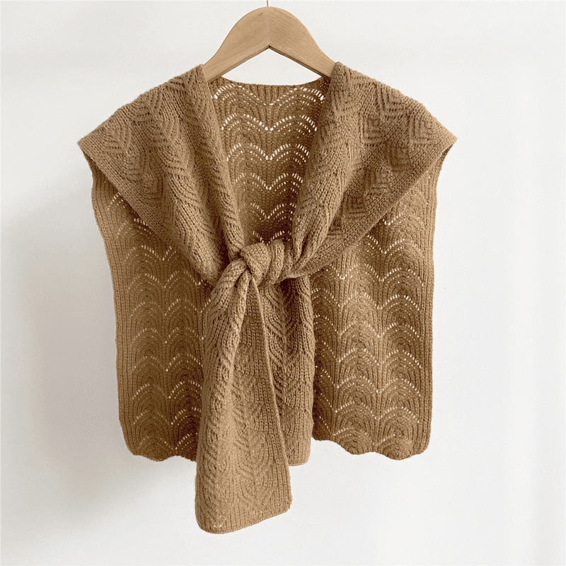 knitted double-sided maple leaf scarf, view 5 - MRSLM