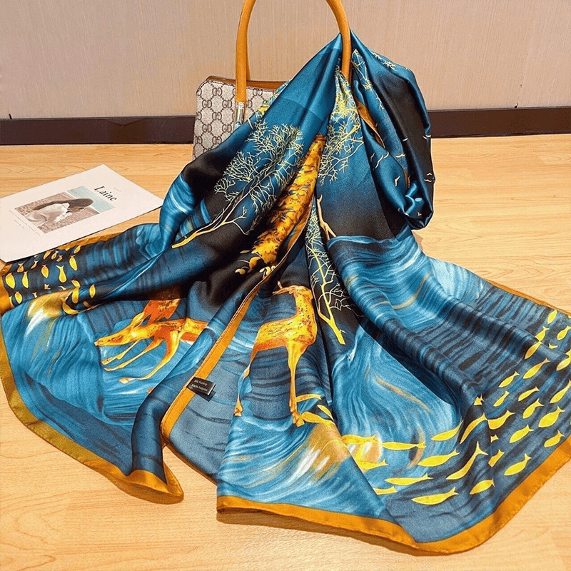 women's large faux silk scarf, view 10 - MRSLM