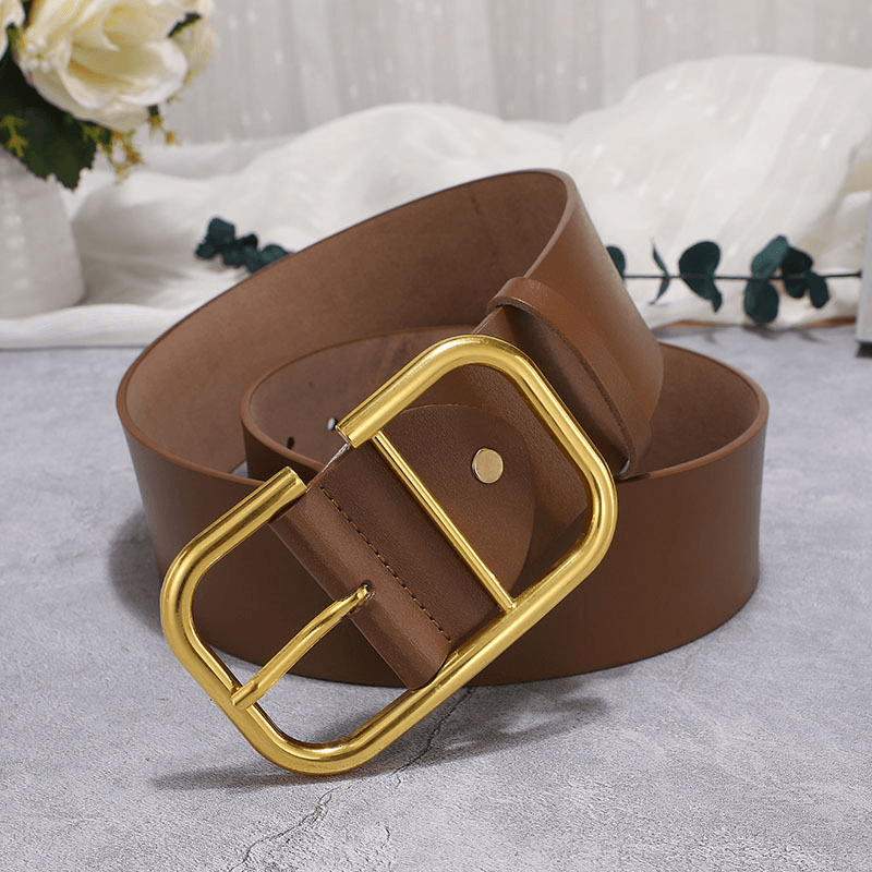 wide leather belt with large buckle, view 6 - MRSLM