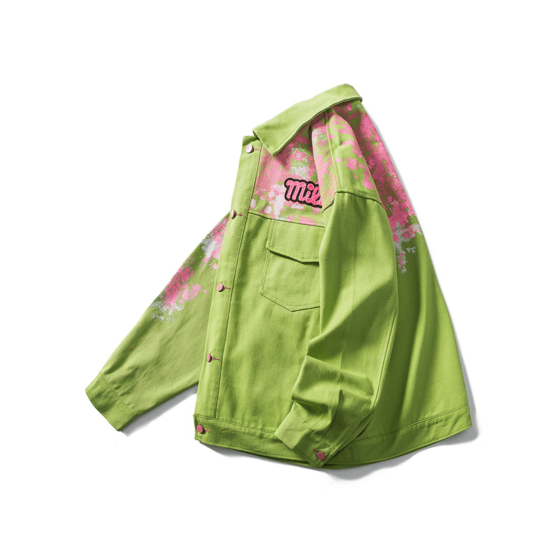 Back Graffiti Print Multi Pocket Men's Spring Coat