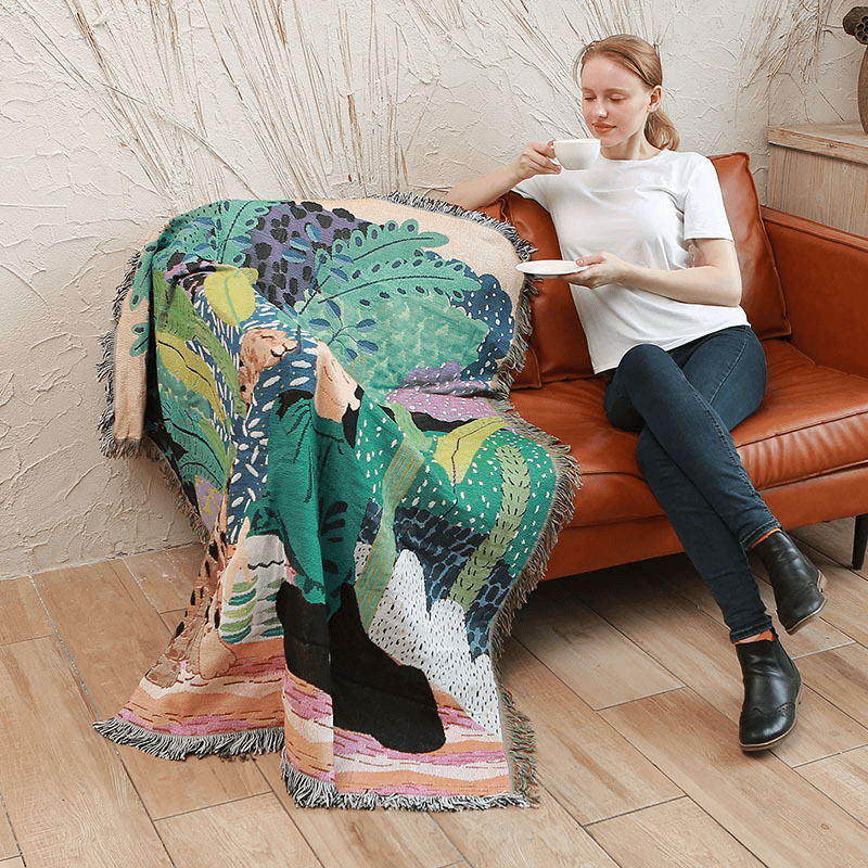 jungle print sofa blanket, view 5 - MRSLM