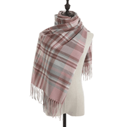 plaid imitation cashmere scarf with tassels, view 2 - MRSLM