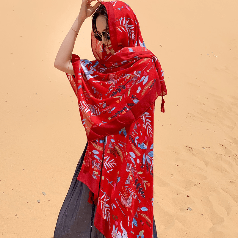 ethnic style cotton scarf, view 6 - MRSLM
