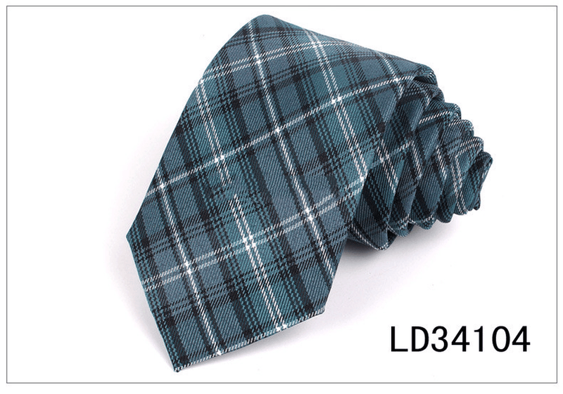 plaid polyester silk necktie, view 4 - MRSLM