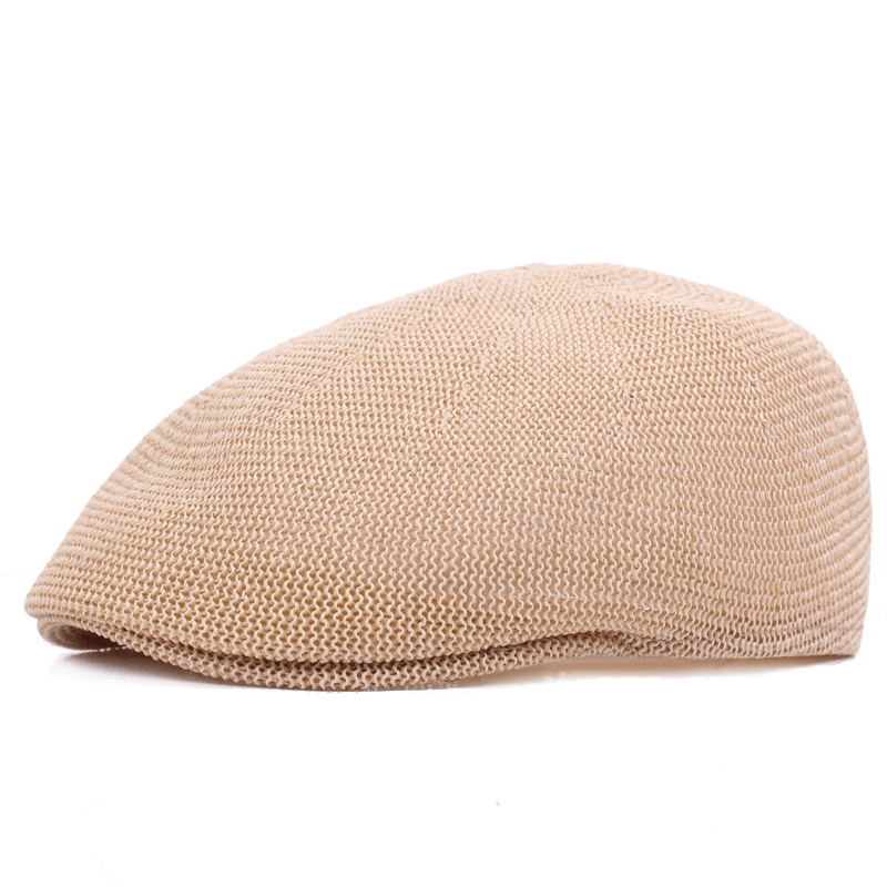 NET Hat Summer Beret Men'S Mesh Cap British Casual Sun Hat Women'S Straw Hat - MRSLM