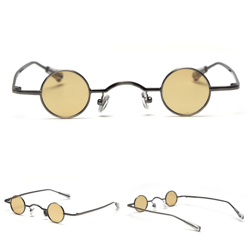 Retro Super Small Frame Concave Shape round Frame Sunglasses Women