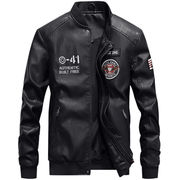 men's pu leather baseball jacket, view 5 - MRSLM