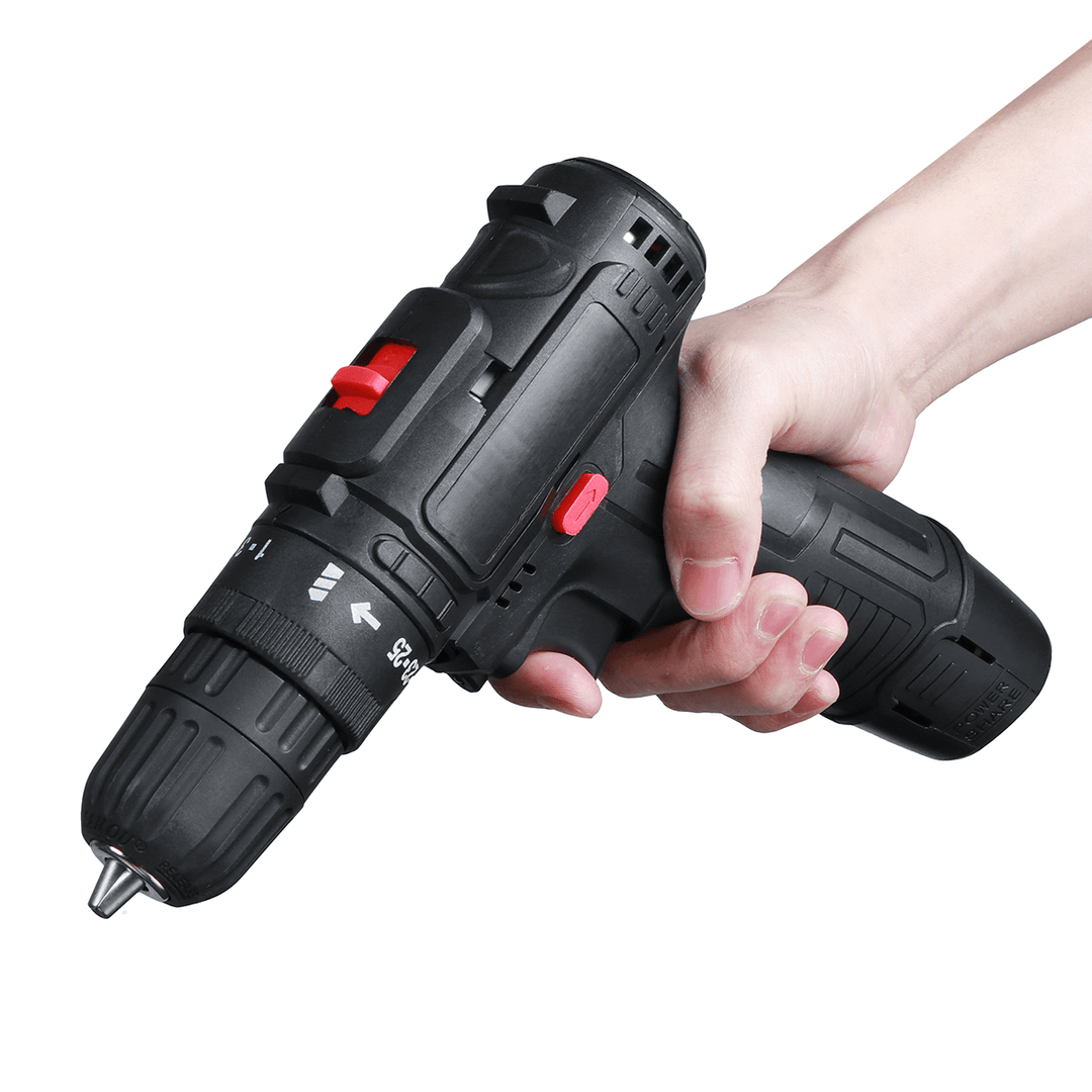 21V Cordless Electric Drill Multifunctional Lithium Battery Rechargeable Hand Electric Drill Driver W/ 2 Batteries - MRSLM